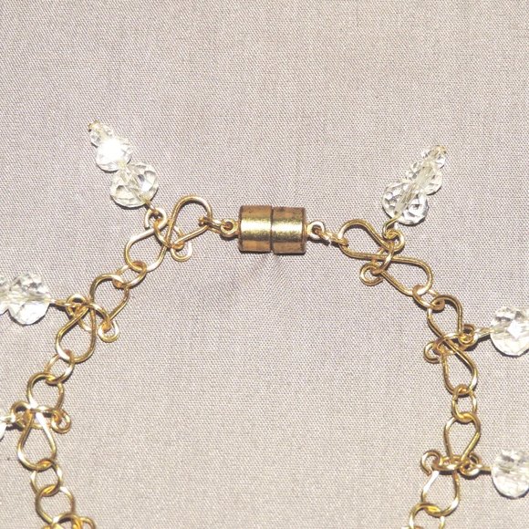 One of a Kind Handcrafted Crystal Clear Glass Faceted Bead Icicle Charm Bracelet - Picture 4 of 5